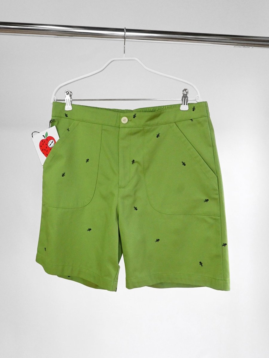 "Ants on your Pants" Work/Play Shorts - Avocado Green. Design by HO HOS HOLE IN THE WALL